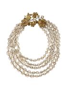 Gucci Floral Detail Beaded Short Necklace - Gold