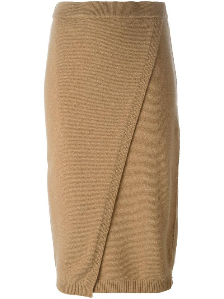 Erika Cavallini 'pamelia' Wrap Skirt, Women's, Size: Xs, Brown, Virgin Wool