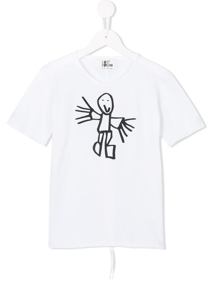 Lost And Found Kids Stick Man Print T-shirt, Boy's, Size: 8 Yrs, White