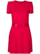 Alexander Mcqueen - Belted Mini Dress - Women - Silk/polyamide/wool - 38, Red, Silk/polyamide/wool