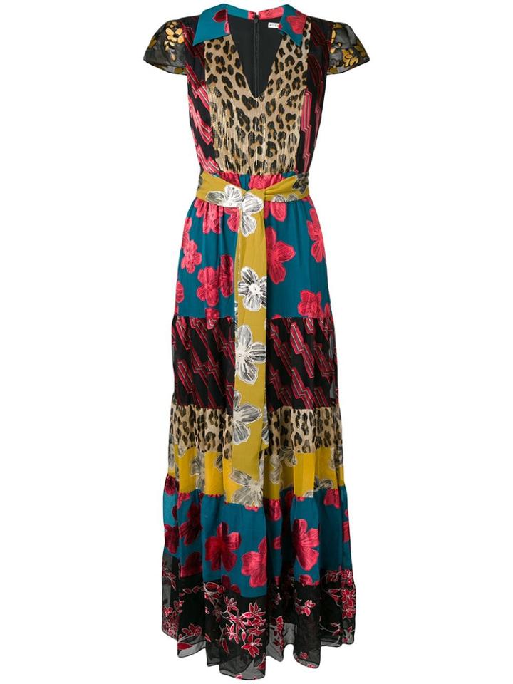 Alice+olivia Belted Panelled Long Dress - Blue
