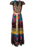 Alice+olivia Belted Panelled Long Dress - Blue