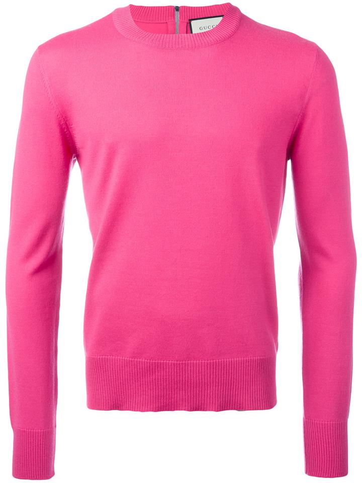 Gucci Crew Neck Sweater, Men's, Size: Medium, Pink/purple, Wool/acrylic