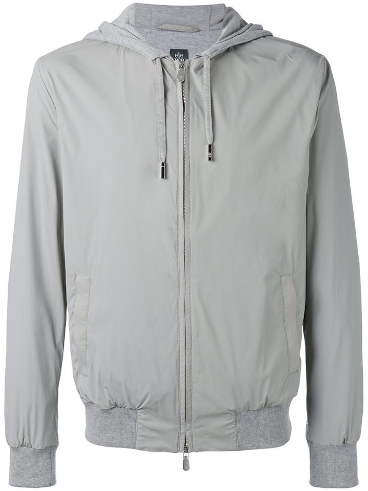 Eleventy Zip Hooded Jacket, Men's, Size: Xxl, Grey, Cotton/polyamide/spandex/elastane/cupro