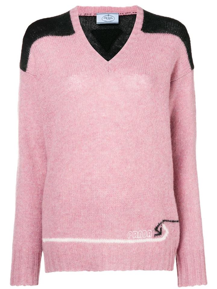 Prada Colour Block Knitted Sweater - Pink & Purple