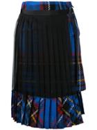 Sacai - Pleated Tartan Skirt - Women - Cotton - 3, Blue, Cotton