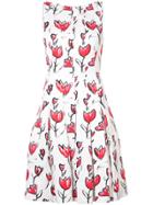 Oscar De La Renta Floral-print Pleated Dress - White
