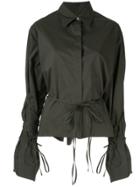 Mm6 Maison Margiela Tied Button-up Long-sleeved Shirt - Black