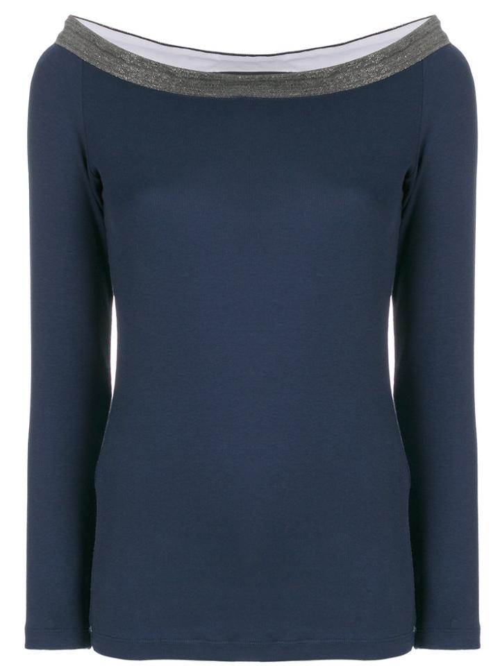 Fabiana Filippi Glittery Boat Neck Jumper - Blue