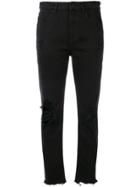 T By Alexander Wang Destroyed Detailed Jeans - Black