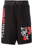 Plein Sport Logo Print Shorts, Men's, Size: Xl, Black