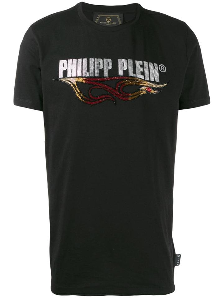 Philipp Plein Flame Crystal-embellished T-shirt - Black