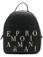 Emporio Armani Logo Embellished Backpack - Black