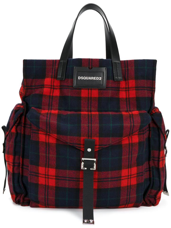 Dsquared2 Tartan Shopper Tote - Blue