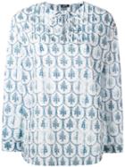 Jil Sander Navy Printed Top, Women's, Size: 36, White, Cotton