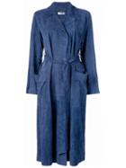 Desa 1972 - Belted Coat - Women - Leather - 38, Blue, Leather