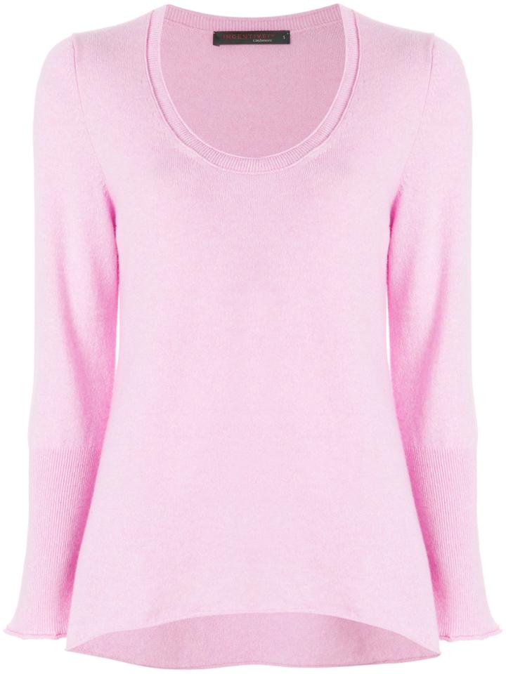 Incentive! Cashmere Scoop Neck Jumper - Pink & Purple