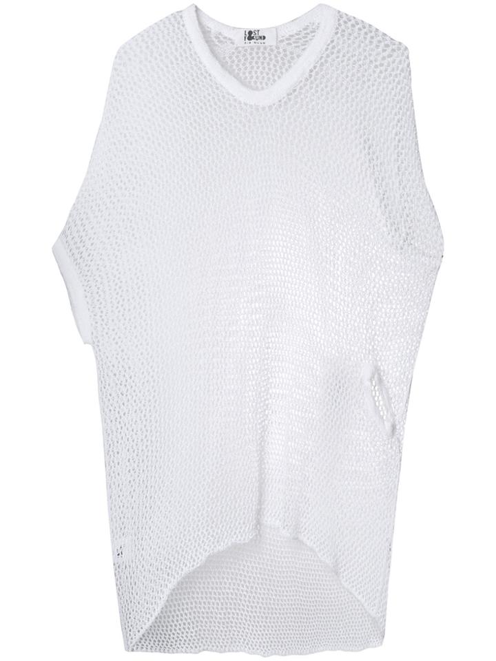 Lost & Found Ria Dunn Curved Hem Knit T-shirt - White