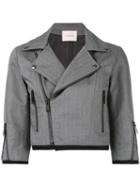 A.f.vandevorst - Cropped Biker Style Jacket - Women - Cotton - 38, Grey, Cotton