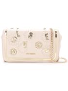 Love Moschino - 'love' Patches Shoulder Bag - Women - Polyurethane - One Size, White, Polyurethane
