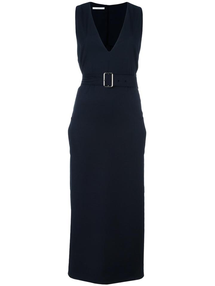 Lucio Vanotti Deep V-neck Belted Dress - Blue