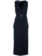 Lucio Vanotti Deep V-neck Belted Dress - Blue