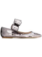 Polly Plume Sequinned Flats - Metallic
