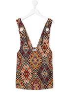 Au Jour Le Jour Kids Aztec Dungaree Dress, Girl's, Size: 8 Yrs, Red