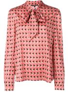 Luisa Cerano Pussy Bow Pattern Blouse - Pink & Purple