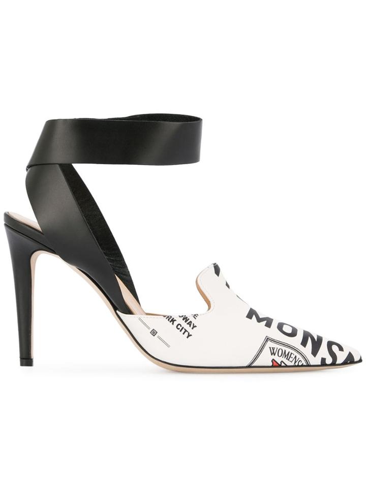 Monse Printed Ankle Strap Pumps - White