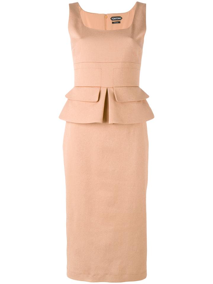 Tom Ford Peplum Detail Pencil Dress - Pink & Purple