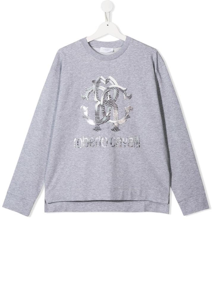 Roberto Cavalli Junior Logo Print Sweatshirt - Grey