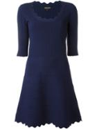 Emporio Armani Scallop Trim Dress, Women's, Size: 48, Blue, Polyester/viscose
