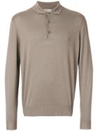 Canali Long-sleeved Polo Top - Nude & Neutrals