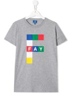 Fay Kids Teen Colour Block Logo Print T-shirt - Grey