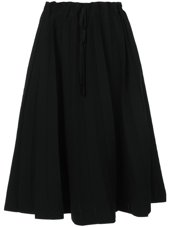 Label Under Construction Paper Bag Waisted Mid-length Skirt - Black