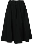 Label Under Construction Paper Bag Waisted Mid-length Skirt - Black