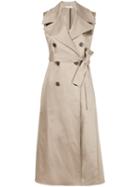 Tome Sleeveless Trench Coat, Women's, Size: Medium, Nude/neutrals, Cotton/polyurethane