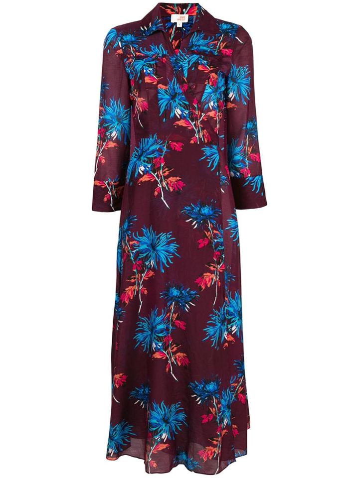 Dvf Diane Von Furstenberg Floral Printed Flared Dress - Pink & Purple