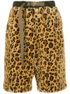Sacai Fur Leopard Shorts - Brown
