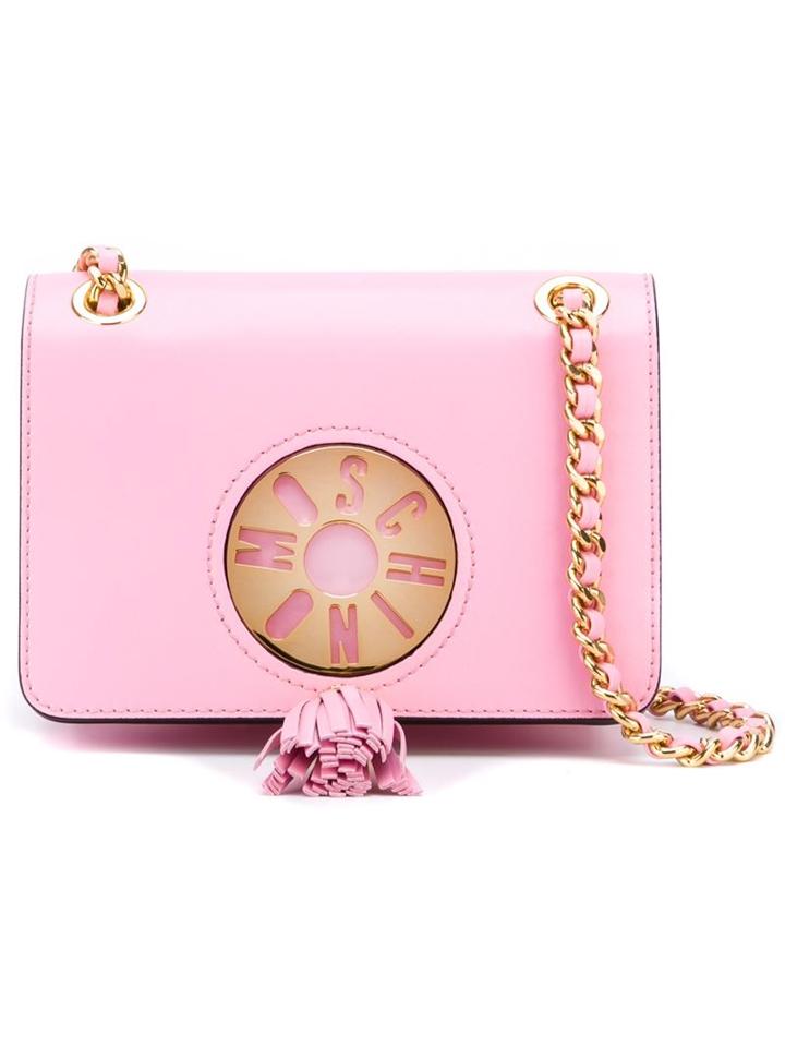 Moschino Cut-out Plaque Crossbody Bag, Women's, Pink/purple