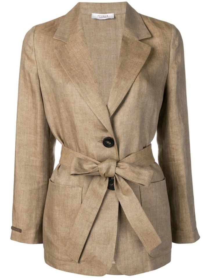 Peserico Belted Blazer Jacket - Brown