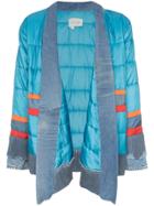 Greg Lauren Denim-trim Padded Kimono - Blue
