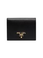 Prada Black Leather Logo Wallet - White