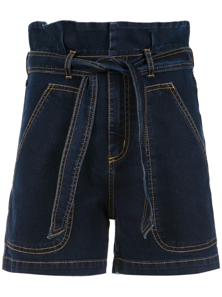 Nk Denim Paperbag Waist Shorts - Blue