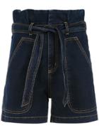 Nk Denim Paperbag Waist Shorts - Blue