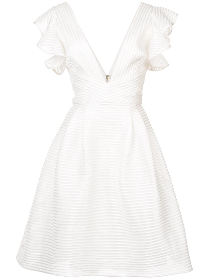 Marchesa Notte Deep V-neck Dress - White