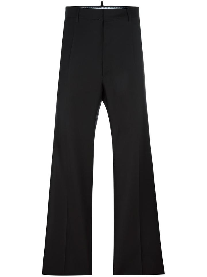 Tailored Wide Leg Trousers, Men's, Size: 46, Black, Silk/virgin Wool, Dsquared2