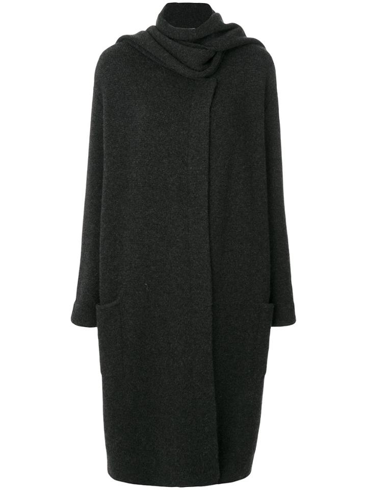 Le Kasha Antigua Oversized Scarf Coat - Black