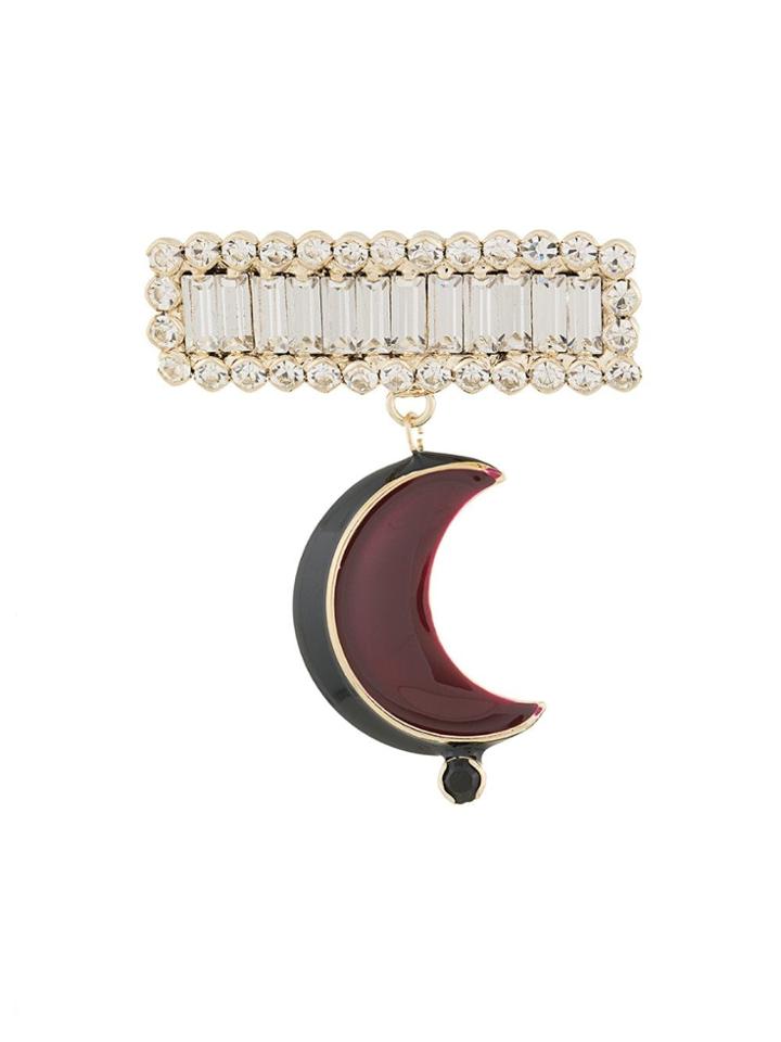 Blazé Milano Moon Charm Brooch - Metallic